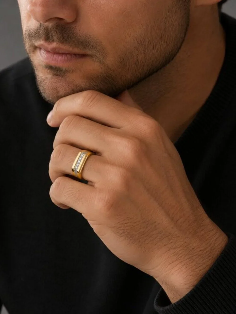 New 14k Yellow Gold and white gold unisex Wedding Band Pinky Ring